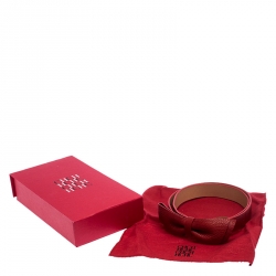 Pre Owned Carolina Herrera Red Leather Bow Belt 85 CM