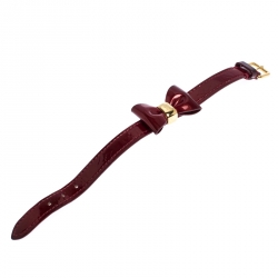 Pre Owned Louis Vuitton Red Leather Gold Tone Bow Bracelet