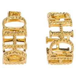Pre Owned Carolina Herrera Gold Tone Between The Line Hoop Earrings