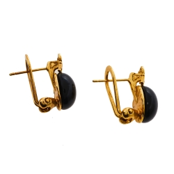 Pre Owned Carolina Herrera Gold Tone Black Beaded Earrings