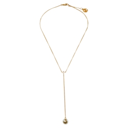 Pre Owned CH Carolina Herrera Gold Tone Faux Pearl Drop Pendant Necklace