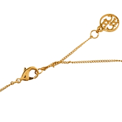 Pre Owned CH Carolina Herrera Gold Tone Faux Pearl Drop Pendant Necklace