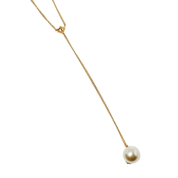 Pre Owned CH Carolina Herrera Gold Tone Faux Pearl Drop Pendant Necklace