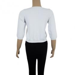 Pre Owned Carolina Herrera White Knit Cardigan XS