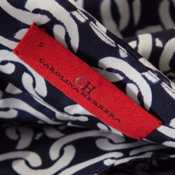 Pre Owned Carolina Herrera Indigo Nautical Print Silk Pleated Skirt XS