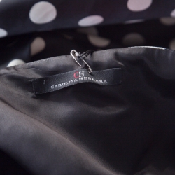 Pre Owned Carolina Herrera Monochrome Polka Dot Strapless Evening Gown S