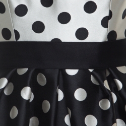 Pre Owned Carolina Herrera Monochrome Polka Dot Strapless Evening Gown S