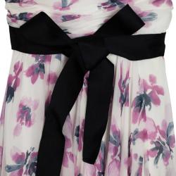 Carolina Herrera One Shoulder Floral Chiffon Gown L