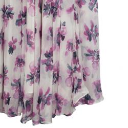 Carolina Herrera One Shoulder Floral Chiffon Gown L