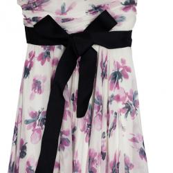 Carolina Herrera One Shoulder Floral Chiffon Gown L