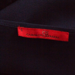 Pre Owned CH Carolina Herrera Navy Blue Rib Knit Contrast Striped Kaftan Top S