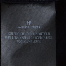 Pre Owned CH Carolina Herrera Navy Blue Fleece Wool Ruffle Detail Zip Front Jacket M
