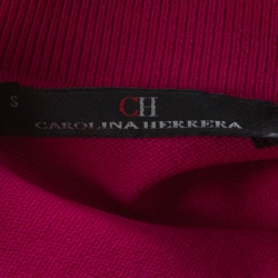 Pre Owned Carolina Herrera Fuschia Pink Crochet Knit Belted Cardigan S