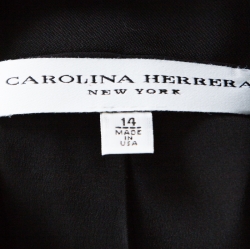 Pre Owned Carolina Herrera Green and Black Jacquard Button Front Jacket XL