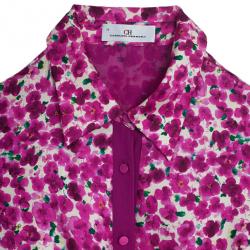Pre Owned Carolina Herrera Floral Print Shirt Dress L