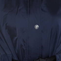 Pre Owned Carolina Herrera Navy Blue Ruched Collar Belted Puffer Jacket XS