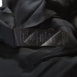 Pre Owned Carolina Herrera Navy Blue Ruched Collar Belted Puffer Jacket XS