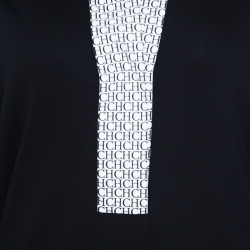 Pre Owned Carolina Herrera Navy Blue Jersey Contrast Trim Dolman Sleeve Top M