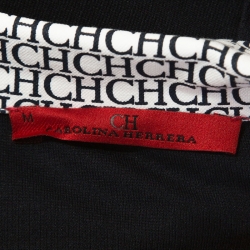 Pre Owned Carolina Herrera Navy Blue Jersey Contrast Trim Dolman Sleeve Top M