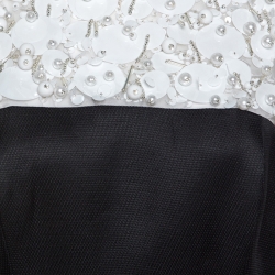Pre Owned Carolina Herrera Monochrome Embellished Silk Sheath Dress S