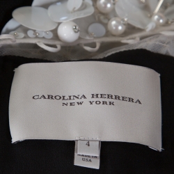 Pre Owned Carolina Herrera Monochrome Embellished Silk Sheath Dress S