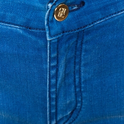 Pre Owned Carolina Herrera Blue Denim Frayed Detail Skinny Jeans M