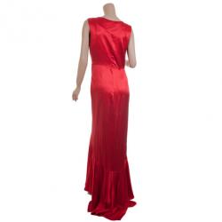 Carolina Herrera Red Silk Gown M