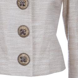 Carolina Herrera Beige Metallic Pant Suit M