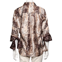 مملوكة مسبقًا CH Carolina Herrera Brown Python Printed Top S