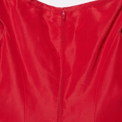 Carolina Herrera Red Silk Off-The-Shoulder Gown L