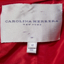 Carolina Herrera Red Silk Off-The-Shoulder Gown L