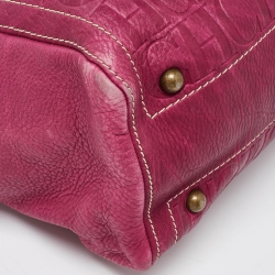 Carolina Herrera Pink/Beige Monogram Embossed Leather Andy Tote