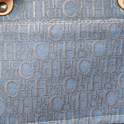 Carolina Herrera Pink/Beige Monogram Embossed Leather Andy Tote