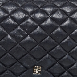 Carolina Herrera Black Quilted Leather Flap Chain Shoulder Bag