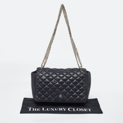 Carolina Herrera Black Quilted Leather Flap Chain Shoulder Bag