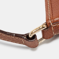 Pre Owned Carolina Herrera Brown Leather Lock Charm Crossbody Bag