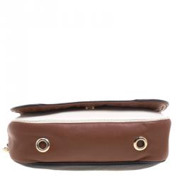 Pre Owned Carolina Herrera Black/Brown Leather New Baltazar Flap Shoulder Bag