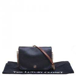 Pre Owned Carolina Herrera Black/Brown Leather New Baltazar Flap Shoulder Bag