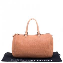 Pre Owned Carolina Herrera Peach Monogram Leather Andy Boston Bag