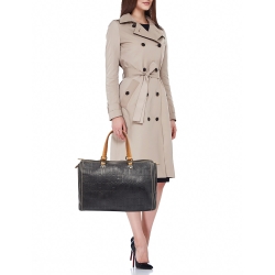 Pre Owned Carolina Herrera Black/Beige Monogram Leather Large Andy Boston Bag