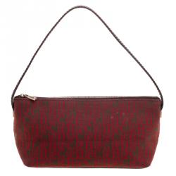 Carolina Herrera Red/Brown Canvas Cosmetic Pouch