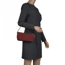 Carolina Herrera Red/Brown Canvas Cosmetic Pouch