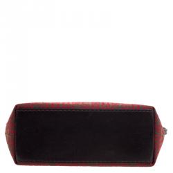 Carolina Herrera Red/Brown Canvas Cosmetic Pouch