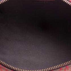 Carolina Herrera Red/Brown Canvas Cosmetic Pouch