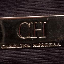 Carolina Herrera Red/Brown Canvas Cosmetic Pouch