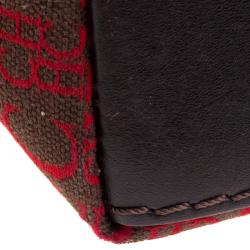 Carolina Herrera Red/Brown Canvas Cosmetic Pouch