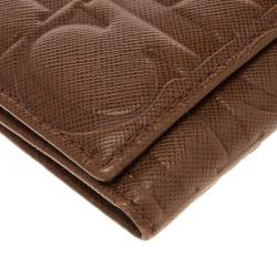 Pre Owned Carolina Herrera Brown Monogram Leather Continental Wallet
