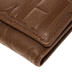Pre Owned Carolina Herrera Brown Monogram Leather Continental Wallet