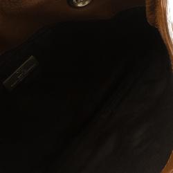 Pre Owned Carolina Herrera Brown Monogram Leather Audrey Shoulder Bag