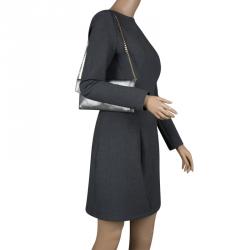 Pre Owned Carolina Herrera Metallic Grey Leather Shoulder Bag